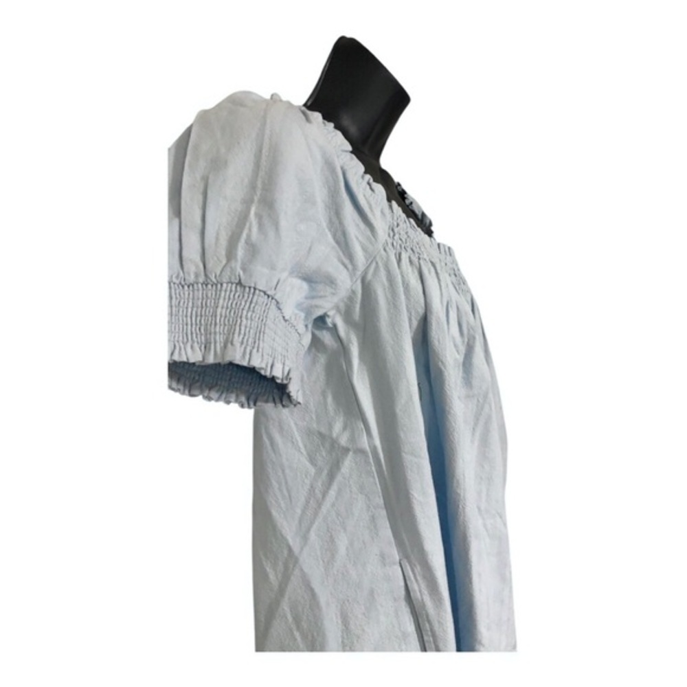 Free people mila light blue smocked puff sleeve mini babydoll dress size small - Picture 7 of 12